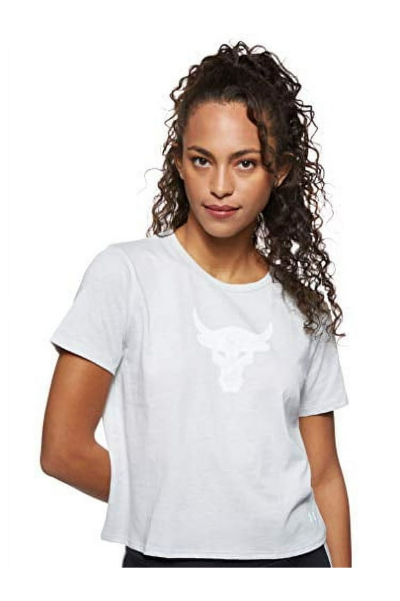 Womens Rock Bull Graphic Crop Shirt Gray Flux Light Heather/White XL 1346829-009
