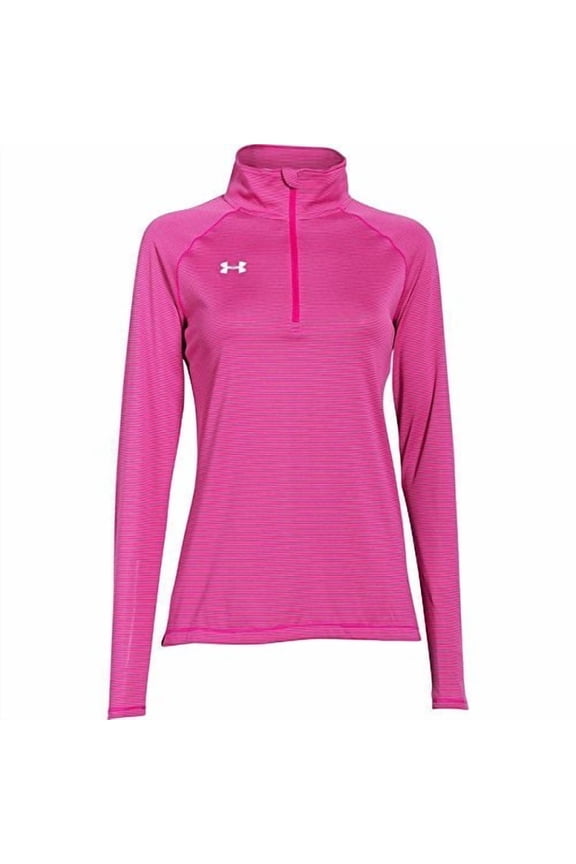 Womens Stripe Tech 1/4 Zip - Pink - Small