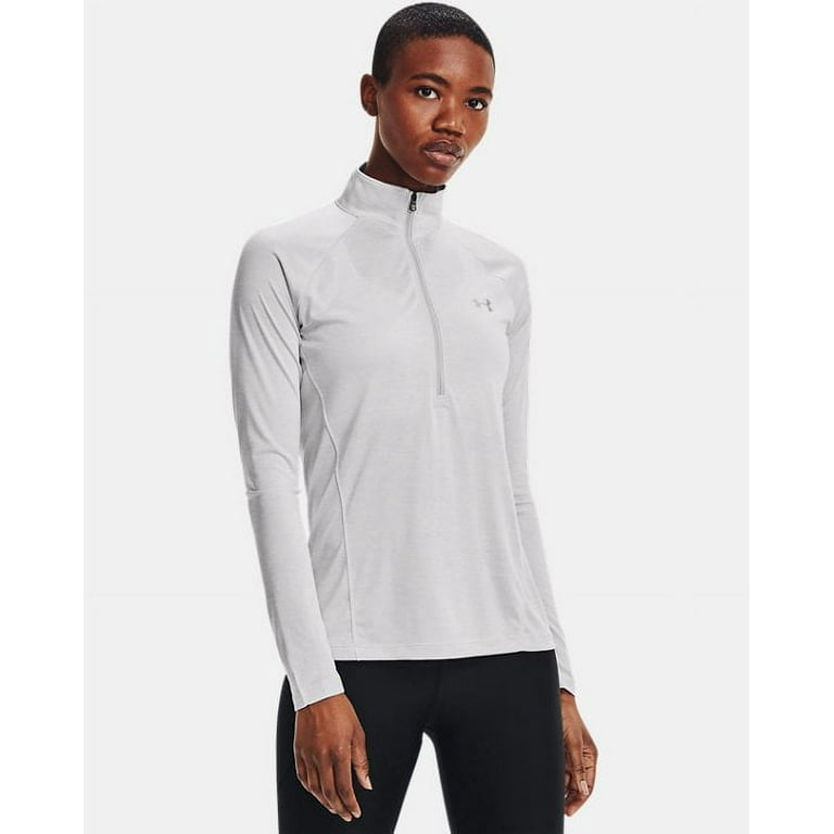 Under Armour Womens Tech Twist Zip Long Sleeve Pullover Halo Gray
