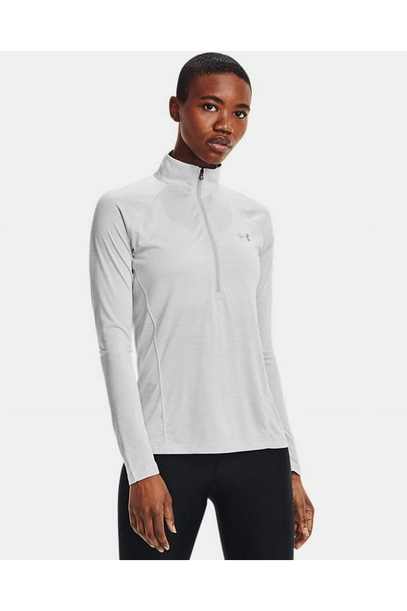 Womens Tech Twist Zip Long Sleeve Pullover Halo Gray 014/Metallic Silver X-Large