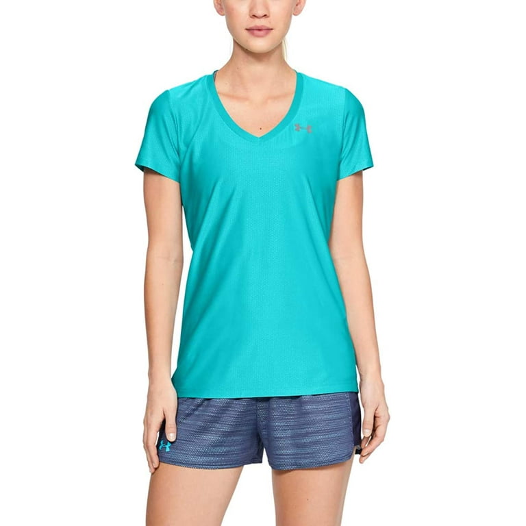 Under Armour Women's Ua Tech V-Neck T-Shirt (XS, Breathtaking Blue