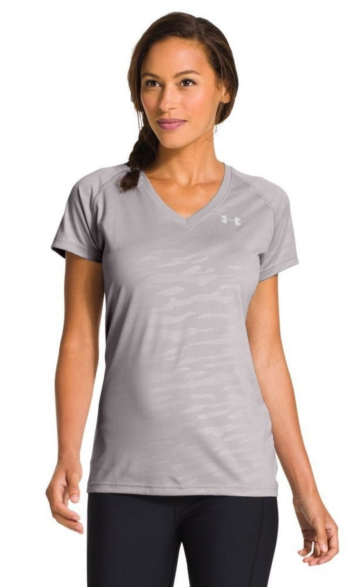Under Armour Womens UA TechTM Short Sleeve VNeck Large MOON MIST