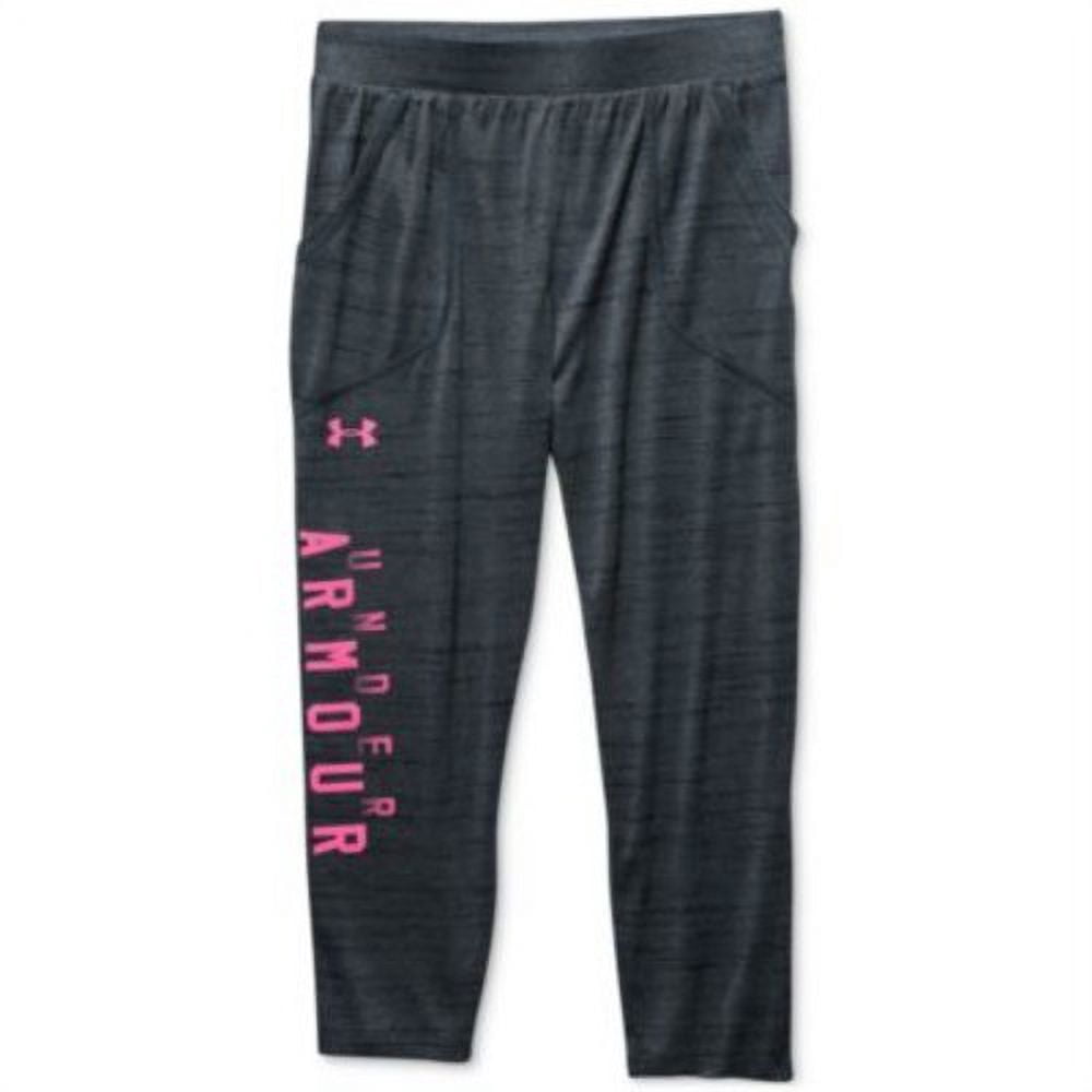 Under Armour Youth  Girls' Tech Capri, Stealth Gray/Pink Punk, Large