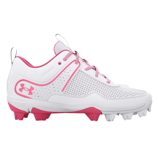 Under Armour Youth Glyde Rubber Molded Softball Cleats White Pink