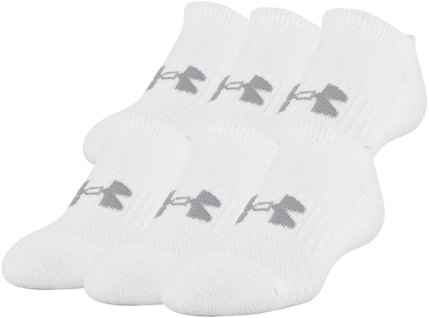 Under Armour Youth Training Cotton No Show Socks White 6Pairs Small