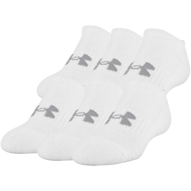 Under Armour Youth Training Cotton No Show Socks White 6Pairs Small