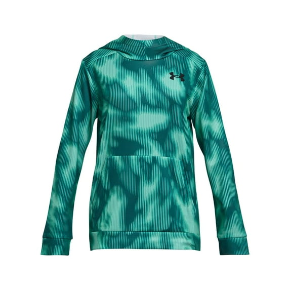 Under Armour boys Armour Fleece Printed Hoodie, (361) Neo Turquoise / / Black, Small