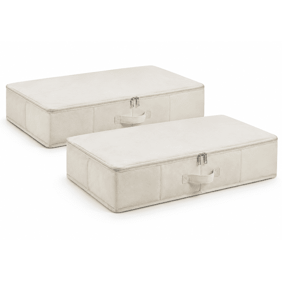 Under Bed Breathable Fabric Storage Organizer Bins with 3-side Zip Lid