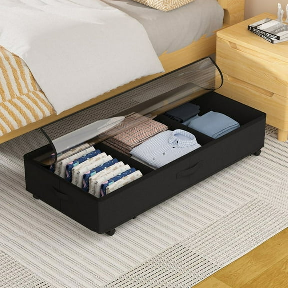 Under-Bed Locker Storage Box with Wheels Bed Bottom Storage Box Storage Box Rolling Storage Container Under Bed