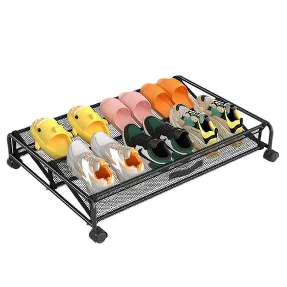 Under Bed Shoe Storage Organizer, Rolling Under Bed Storage Containers with Wheels, Under Bed Organizer Drawer Space Saving for Bedroom