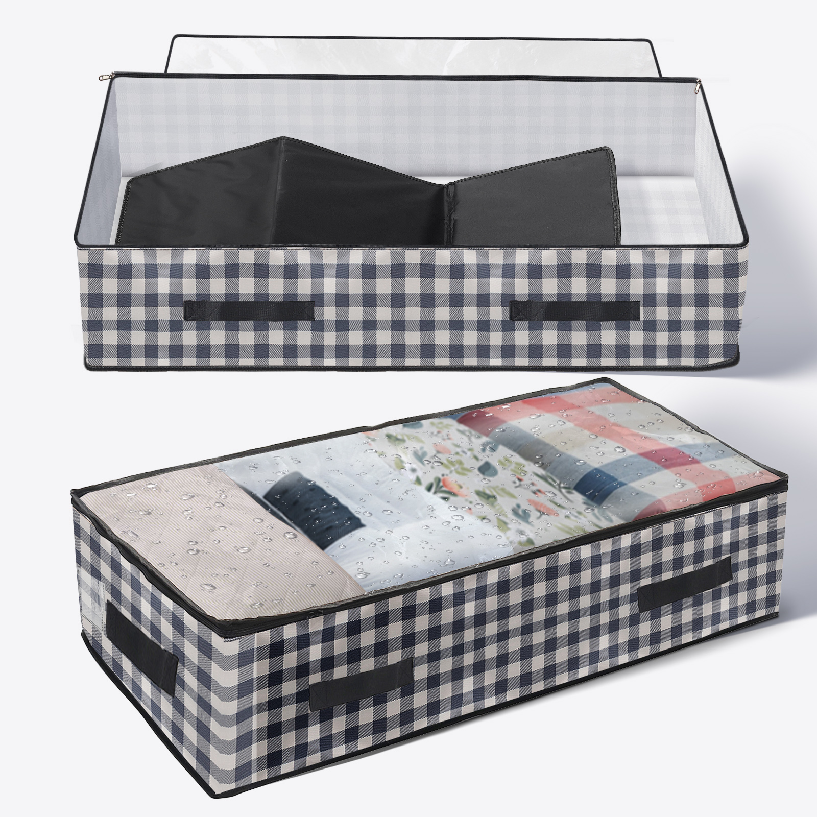 Under Bed Storage 2PCS, 600D Fabric Underbed Storage Bags 35x16x8