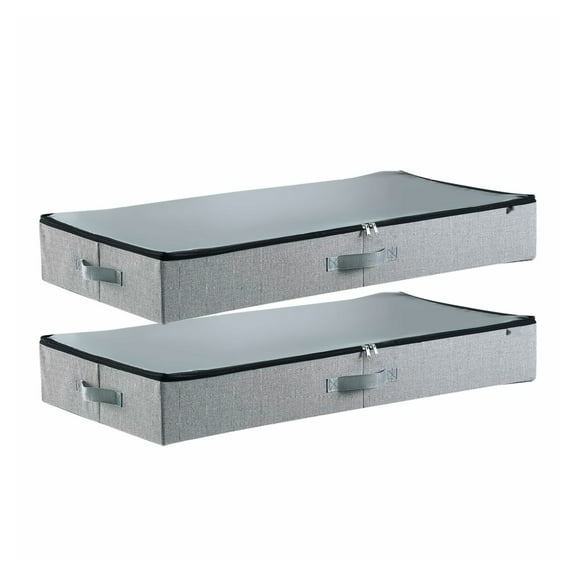 Under Bed Storage 45L - 2 Pack, Stackable Shoe Organizer with Clear Lid