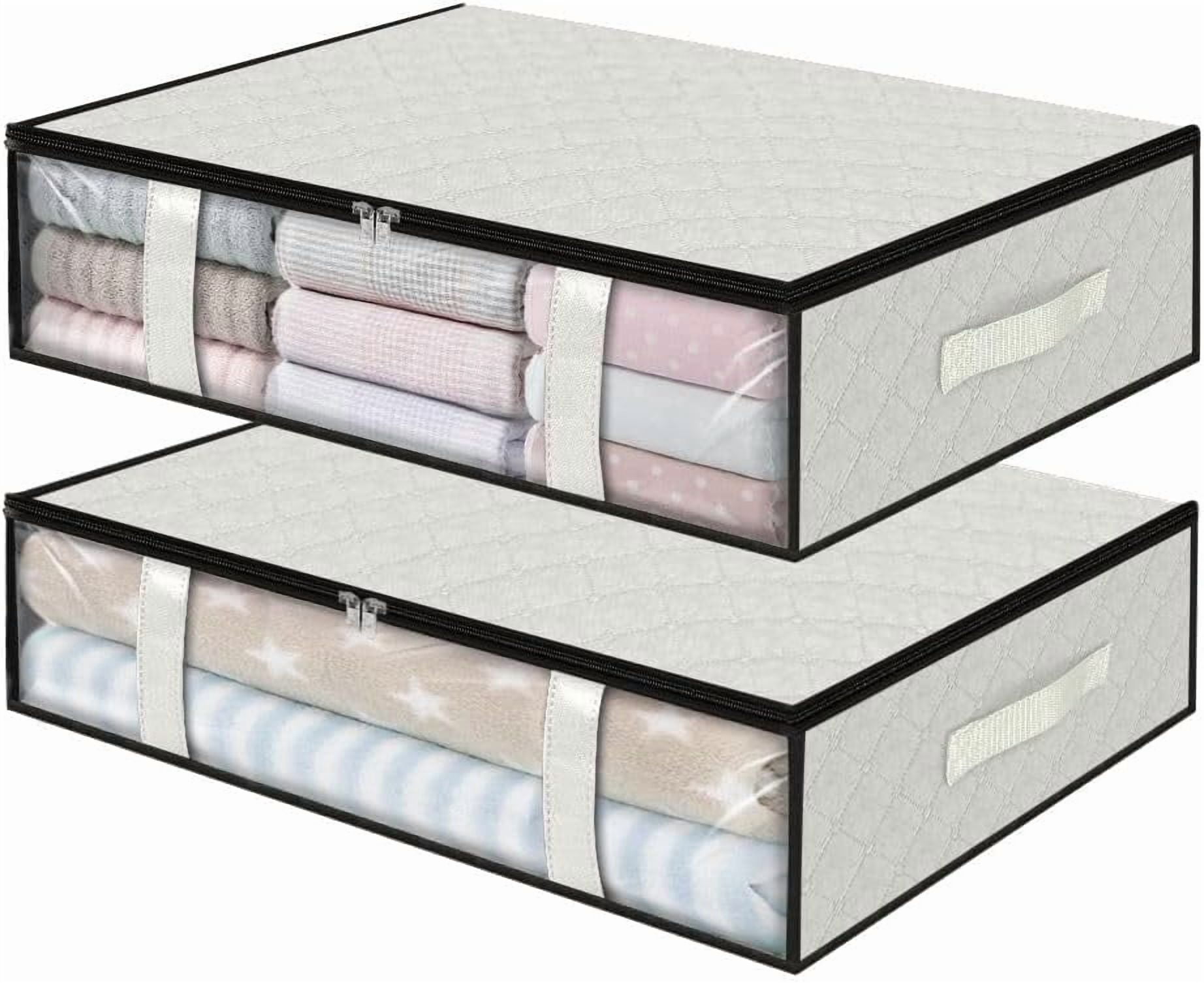 Under Bed Storage Bags 2 Pack 40L White | Breathable Non-Woven Fabric ...
