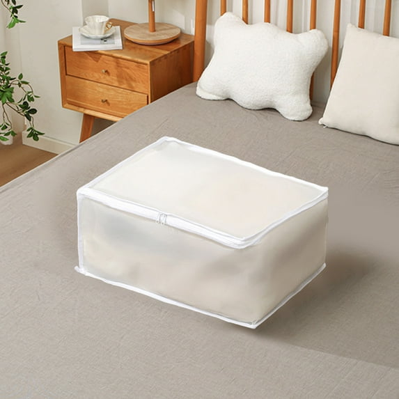Under Bed Storage Box, Foldable Clear Plastic Storage Container, Odorless Moistureproof EVA Underbed Organizer For Blankets Pillows Coats