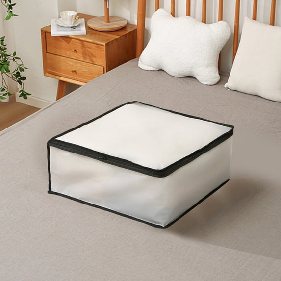 Under Bed Storage Box, ZzCityTK Foldable Clear Plastic Storage Container, Odorless Moistureproof EVA Underbed Organizer for Blankets Pillows Coats