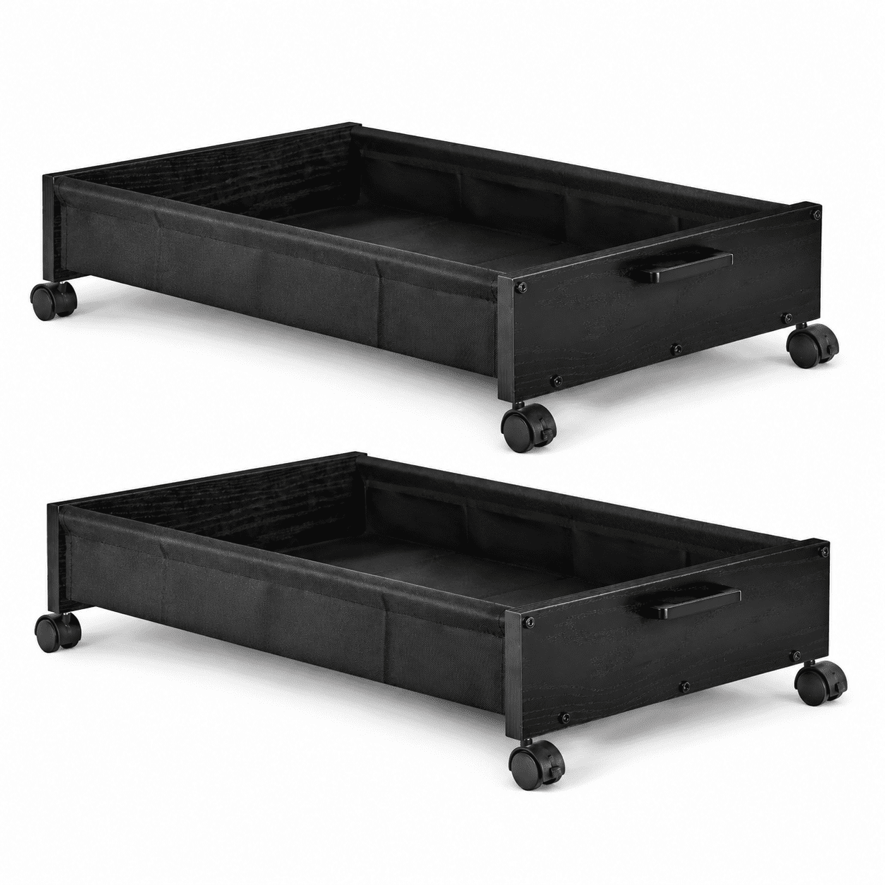 Scrub Garb Under Bed Storage Chest with Wheels, Black, 50L, Space-Saving Organizer ...