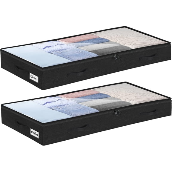 Under Bed Storage Container Bins , Low Profile Underbed Clothes Storage Organizer for Dorm & Home, Use for Blanket and Toy