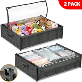 52L Large Plastic Under-bed Storage Containers Under Bed Storage for  Clothes Blankets and Shoes
