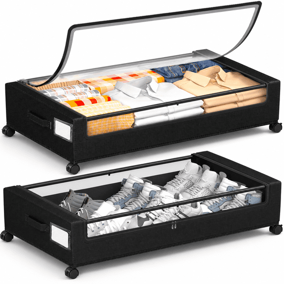 Under Bed Storage Containers Black 2 Pack