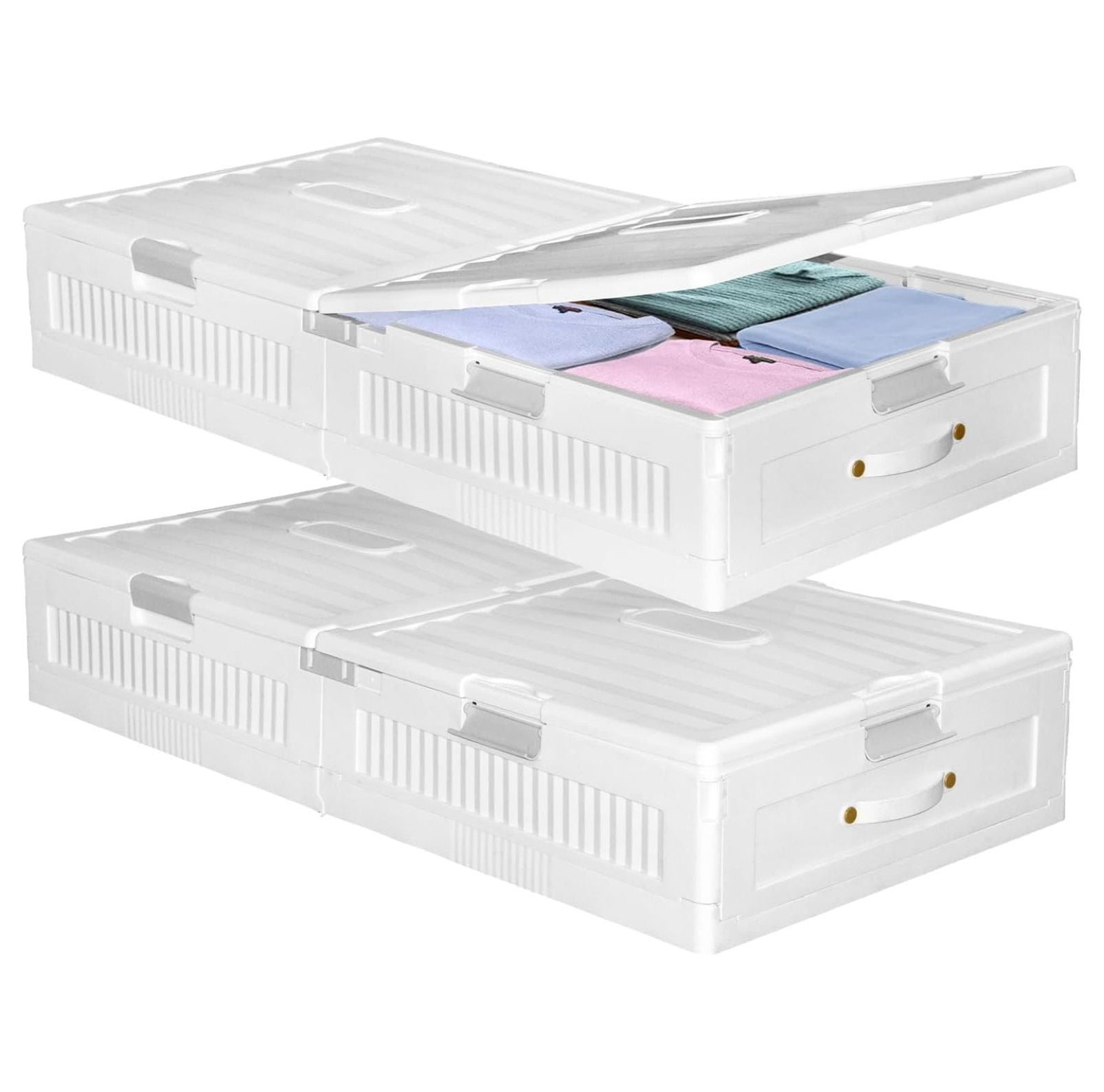 Under Bed Storage Containers Closet Organizer, Dorm Stackable Rolling ...