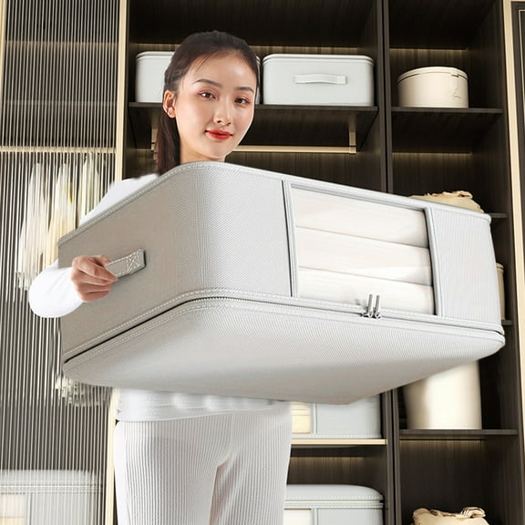 Under Bed Storage Containers, Large Capacity Clothes Storage Bags with Handles, Zippered Lid, Clear Window - Foldable Organizer Storage Boxs for Store Blankets, Comforters, Clothes, Bedding