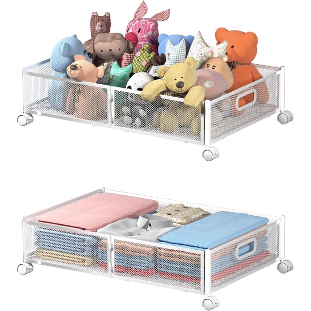 Under Bed Storage Bins with Wheels Foldable Organizer for Clothes