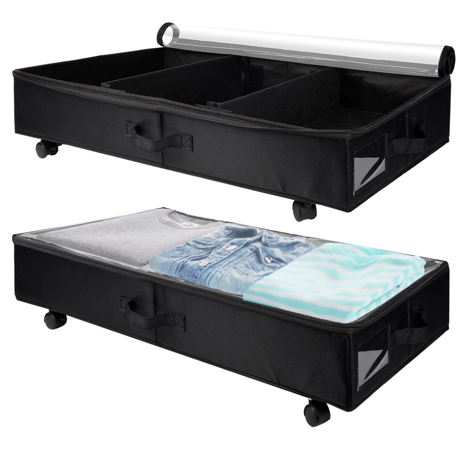 Under Bed Storage Containers with Wheels and Lid, Large Capacity