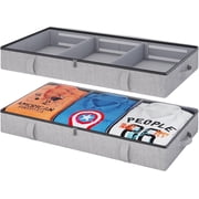 Under Bed Storage Containers with 6 Inches Tall, Clothes Storage Box with Sturdy Handles and Sidewalls, Underbed Storage