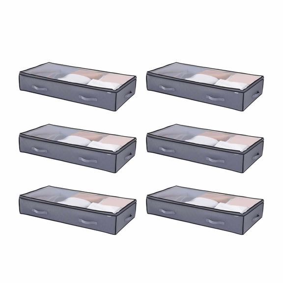 Under Bed Storage Containers with Lids, 39.2 x 19.7 x 7.1 Inch - 6 Pack