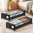 Under Bed Storage Containers with Wheels, 2 Pack, Black, for Clothes ...