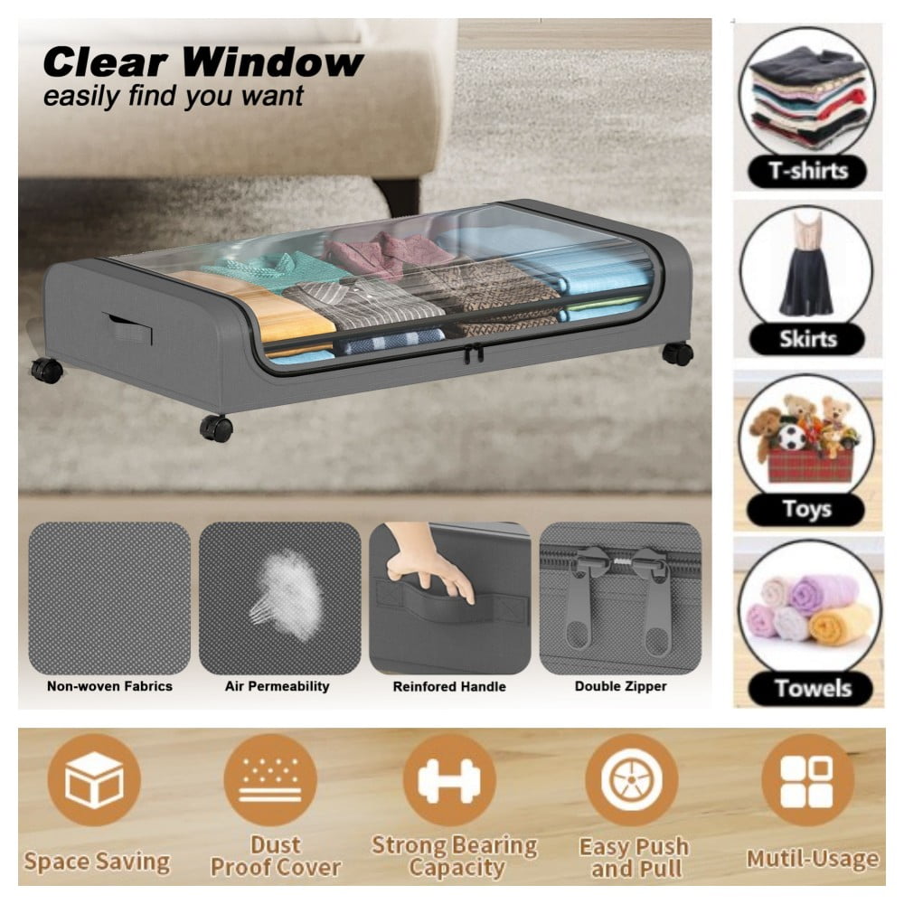 Under Bed Storage Containers with Wheels Rolling Under Bed Storage Bin