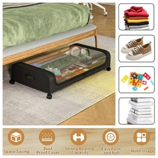 Luniquz Under Bed Storage Containers with Wheels, Foldable Bedroom Storage Organization with Handles, Under Bed Storage Bins Drawer for Clothes