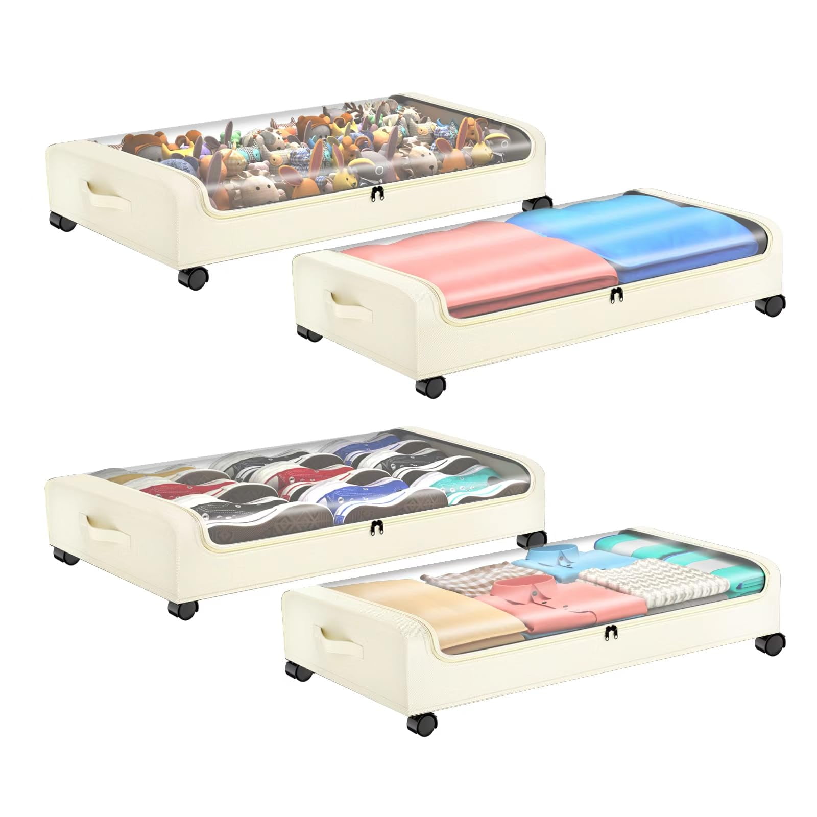 Amazon meerainy under bed shoe organizer storage for closet 2 pack