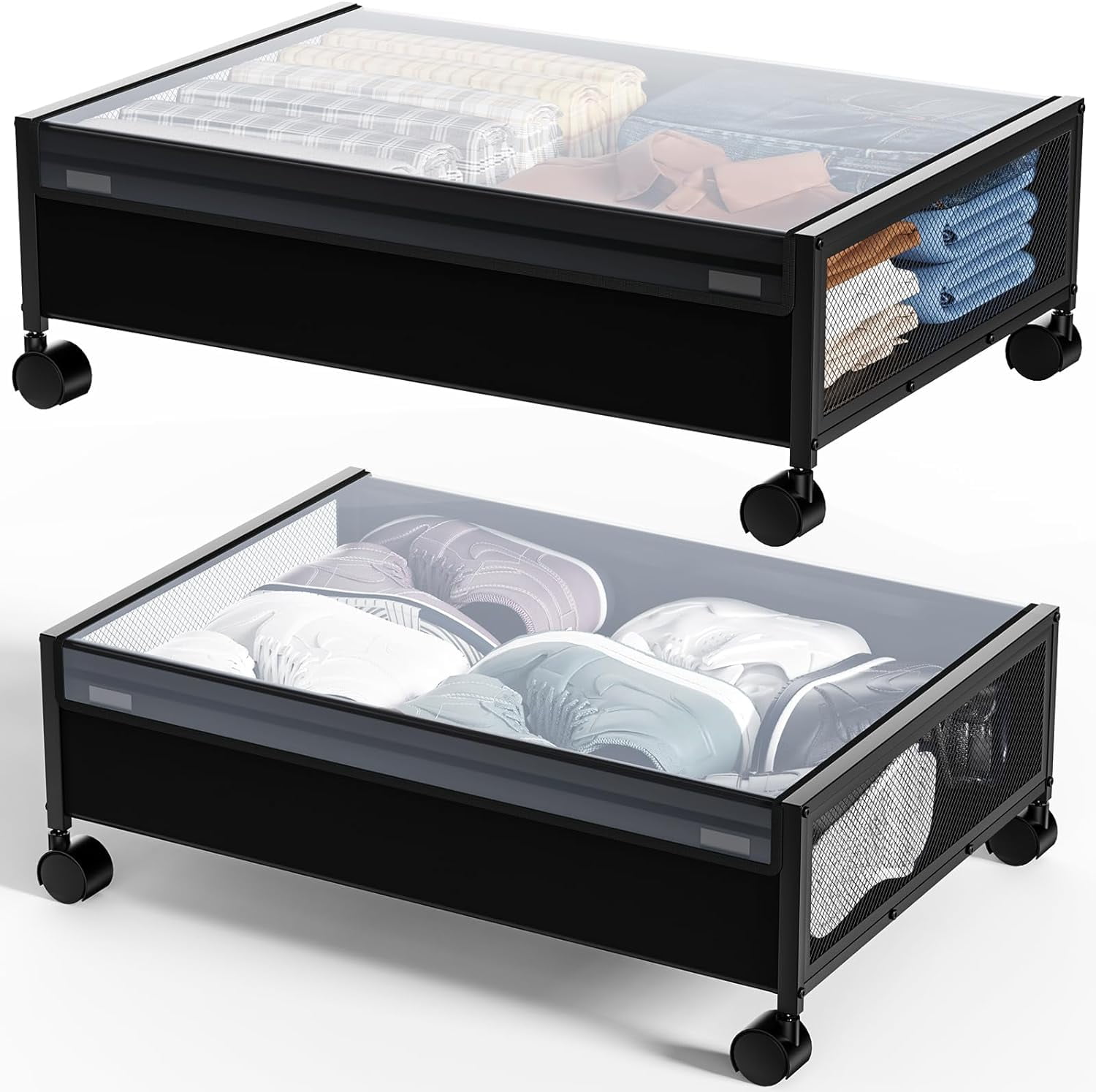 Under Bed Storage Underbed Bins Under Bed Shoe Container with Wheels