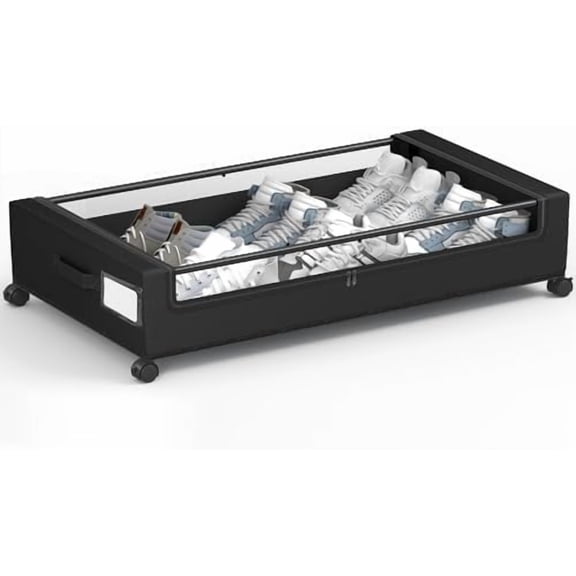 Under Bed Storage, Underbed Storage With Wheels, Under The Bed Storage for Clothes, Blankets, Shoes... (Black, 1 Pack)
