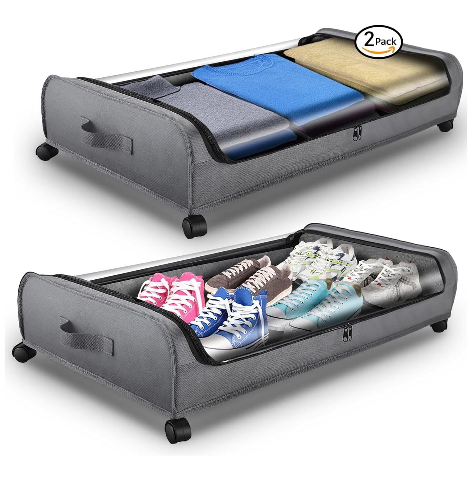 Under Bed Storage, Upgraded Large Under Bed Storage With Wheels, Under