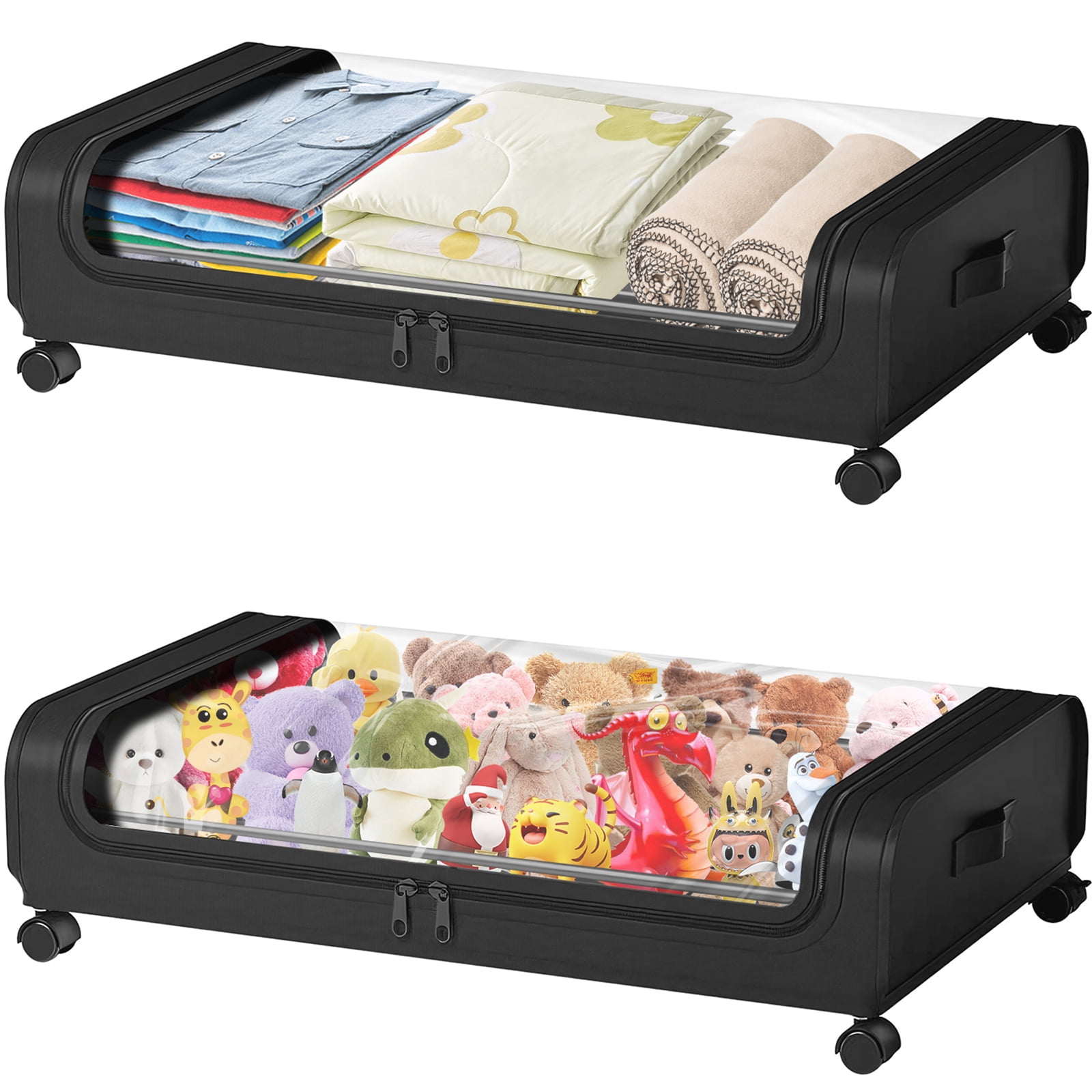 Under Bed Storage with Wheels ,2 Pack Under Bed Storage Containers , Large Capacity Drawer