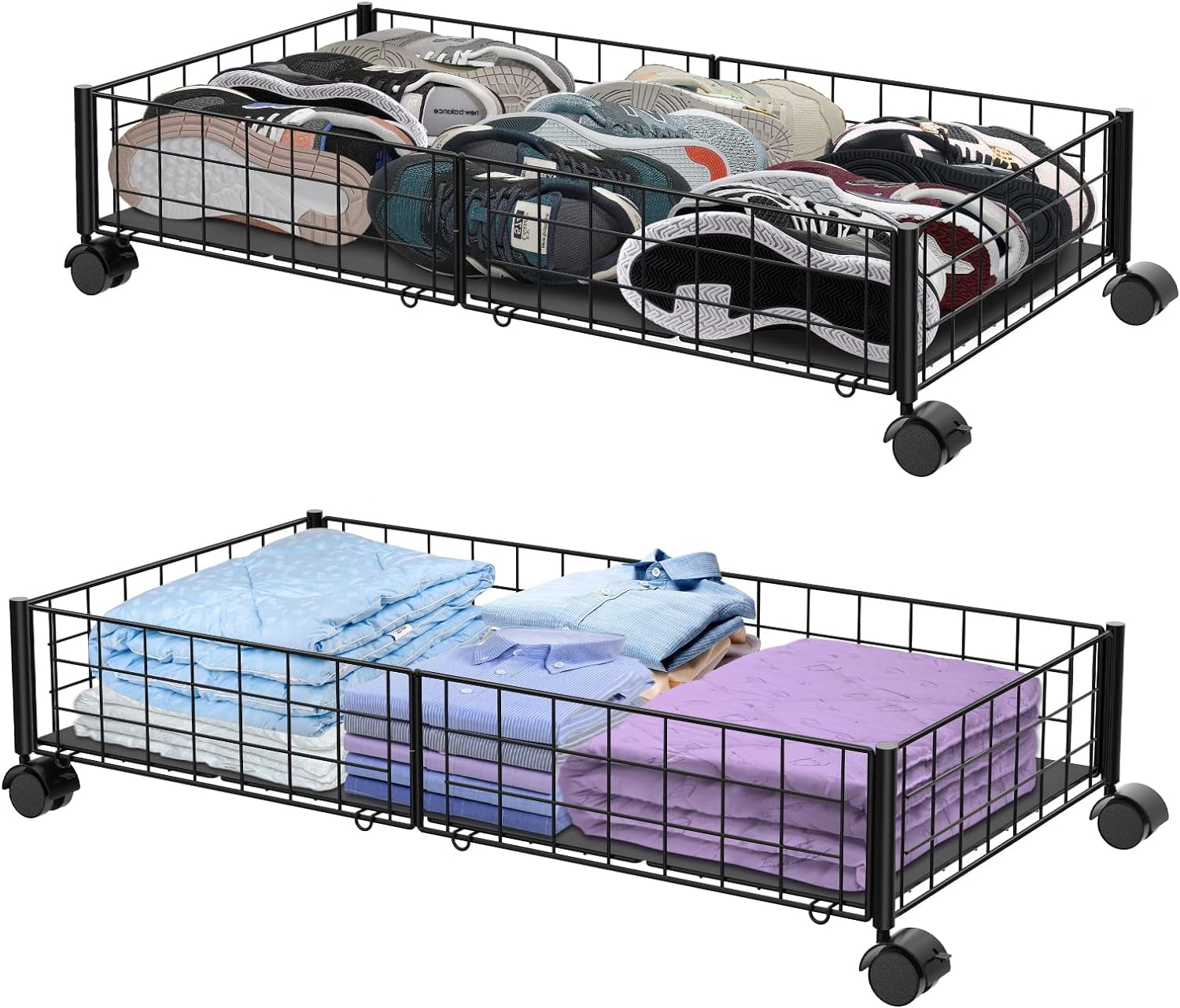 Under Bed Storage Under Bed Storage with Wheels 2 Pack, ToolFree