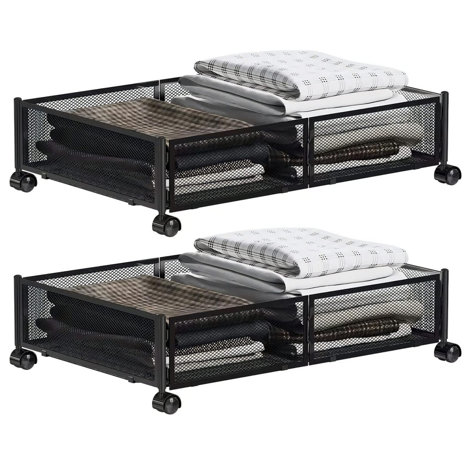 Under Bed Storage with Wheels,Underbed Storage Containers Foldable Rolling Drawers Shoe