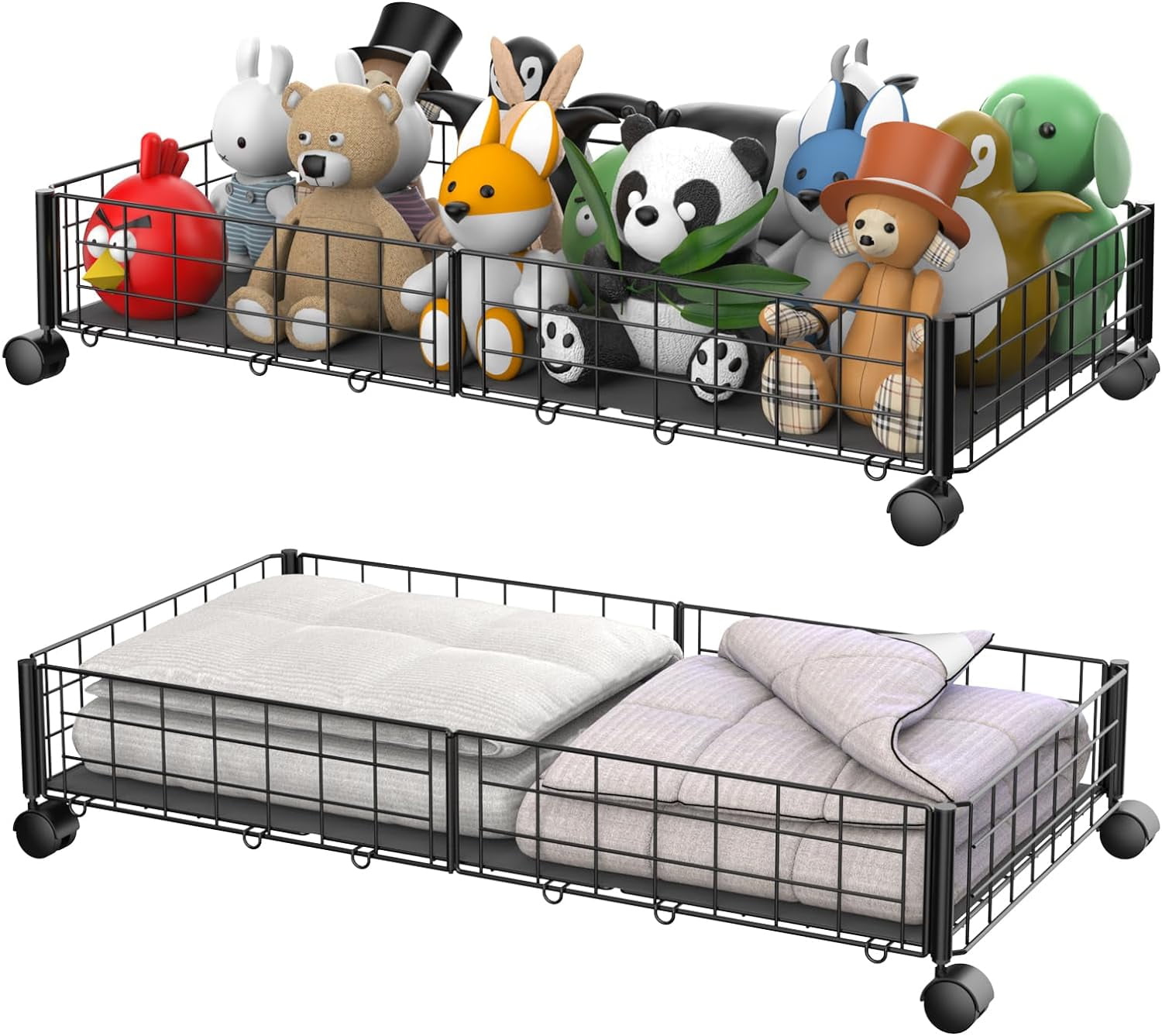 Under Bed Storage With Wheels Underbed Containers Large Metal Foldable