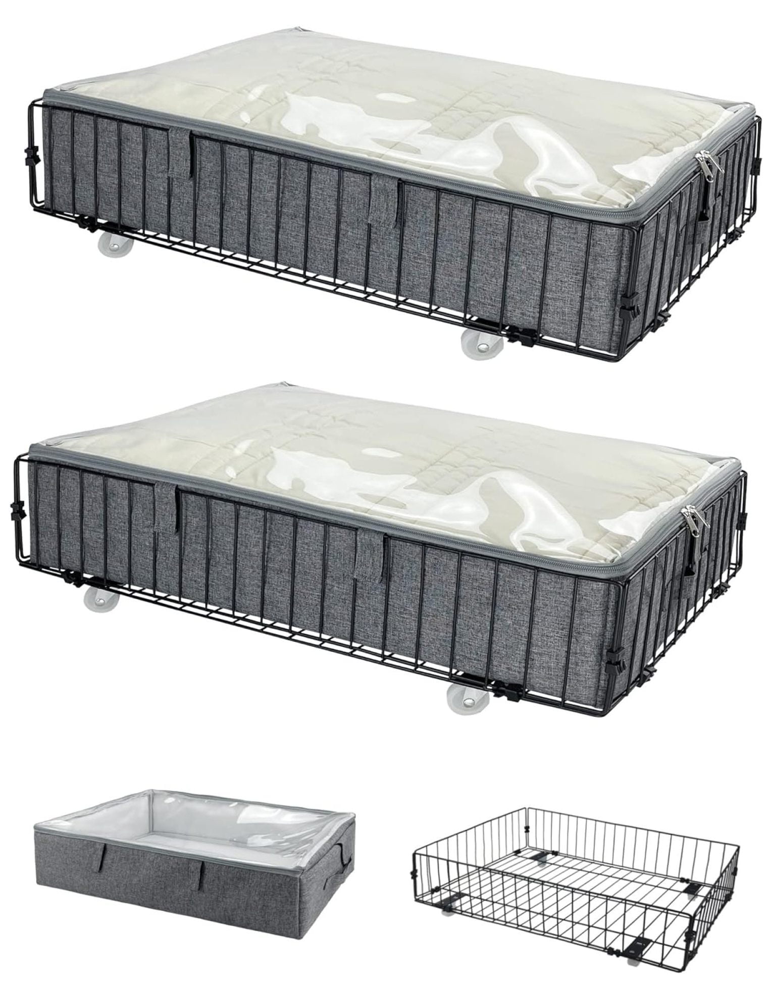 Under Bed Storage with wheels 2 Pack, Underbed Clothes Storage