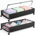 thumbnail image 1 of GARITIN Under Bed Storage Containers with Wheels, 2 Pack Underbed Shoe Storage Organizer with Clear Lids, Rolling Under Bed Metal Drawers for Clothes, Blankets, Black, 1 of 6