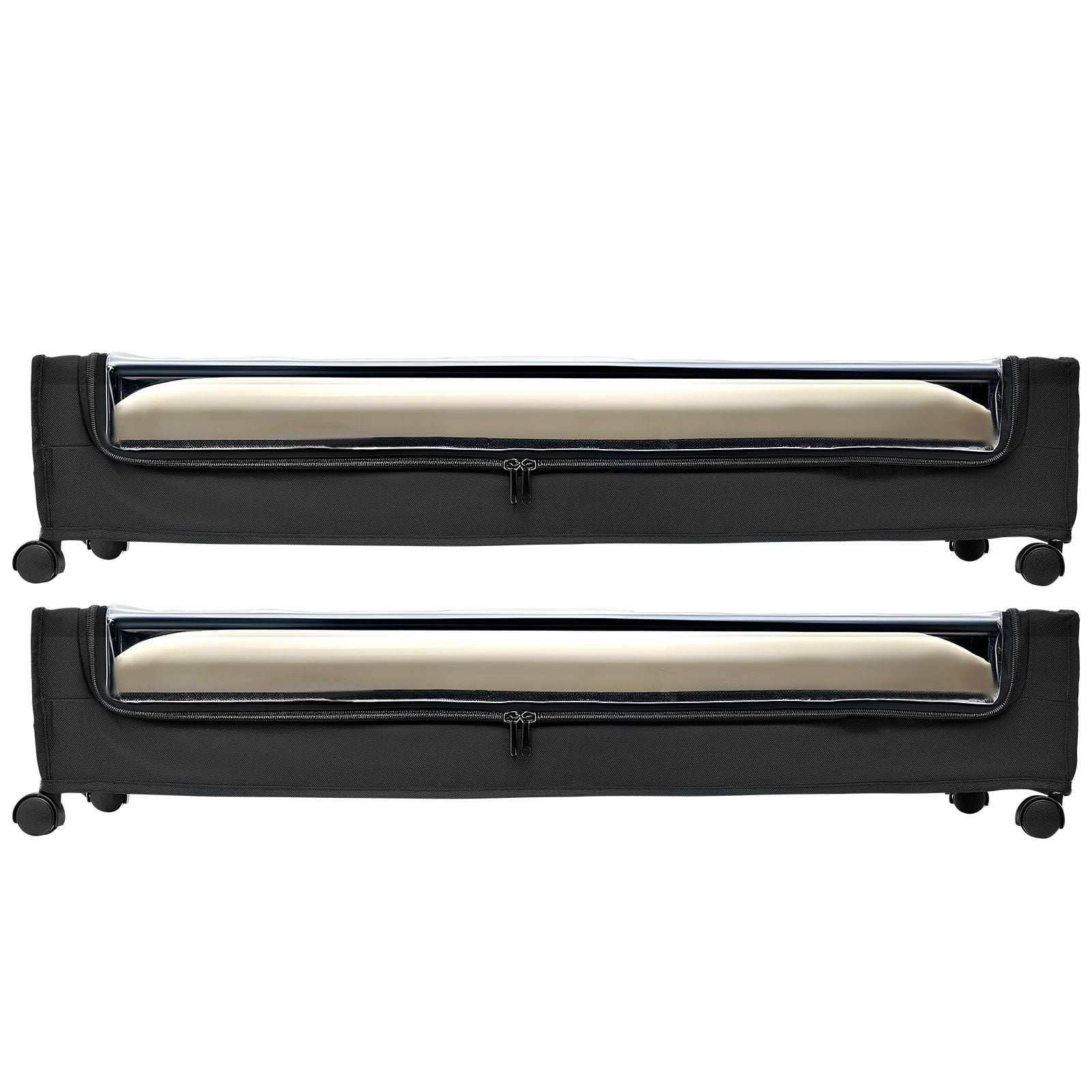 Under Bed Storage with Wheels, 28.94" x 15.75" x 4.33", 60 lbs Capacity, Clear Top, 360° Casters, for Clothes Shoes Toys
