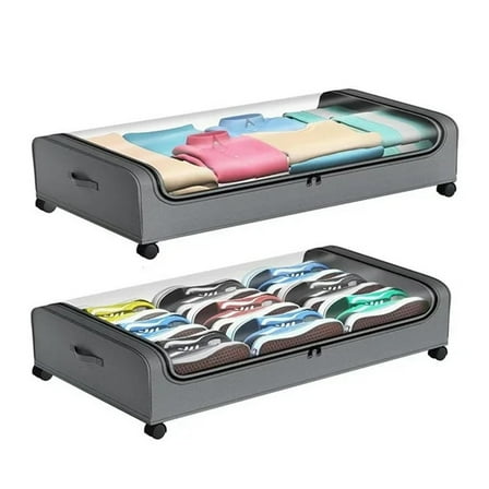 Under Bed Storage with Wheels, 2Pack Under Bed Storage Containers