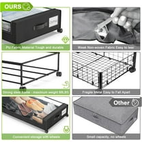 Under Bed Storage with Wheels, 4-Pack  Lid Rolling Metal Drawer for Clothes, Shoes, Toys, Books - Black