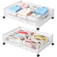 Under Bed Storage with Wheels, Foldable Metal Mesh Underbed Storage ...