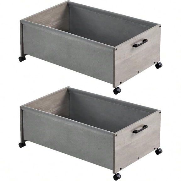 Under Bed Storage with Wheels Wooden Under Bed Drawers On Wheels Rolling Under Bed Shoe Storage Space Saving 70L
