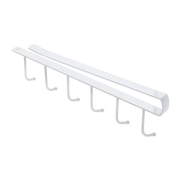 Under Cabinet Hanger Rack, Kitchen Paper Roll Towel Hanger Rack with 6 Hooks, Bathroom Organizer, Easy Install, Sturdy Steel, 2 Colors