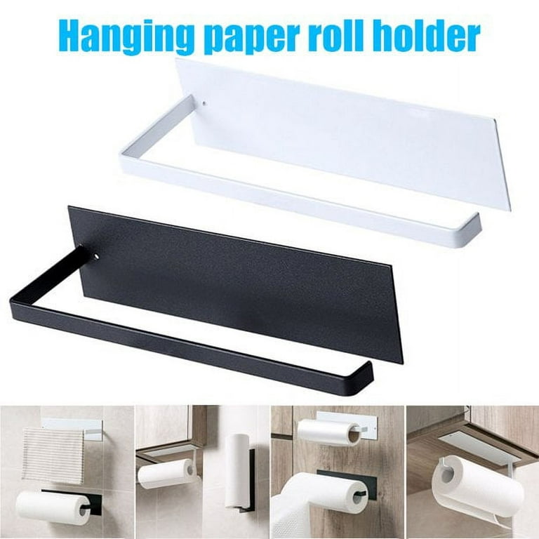 Paper Towel Holder Wall Mount Under Cabinet Kitchen Self Adhesive Space  Saver