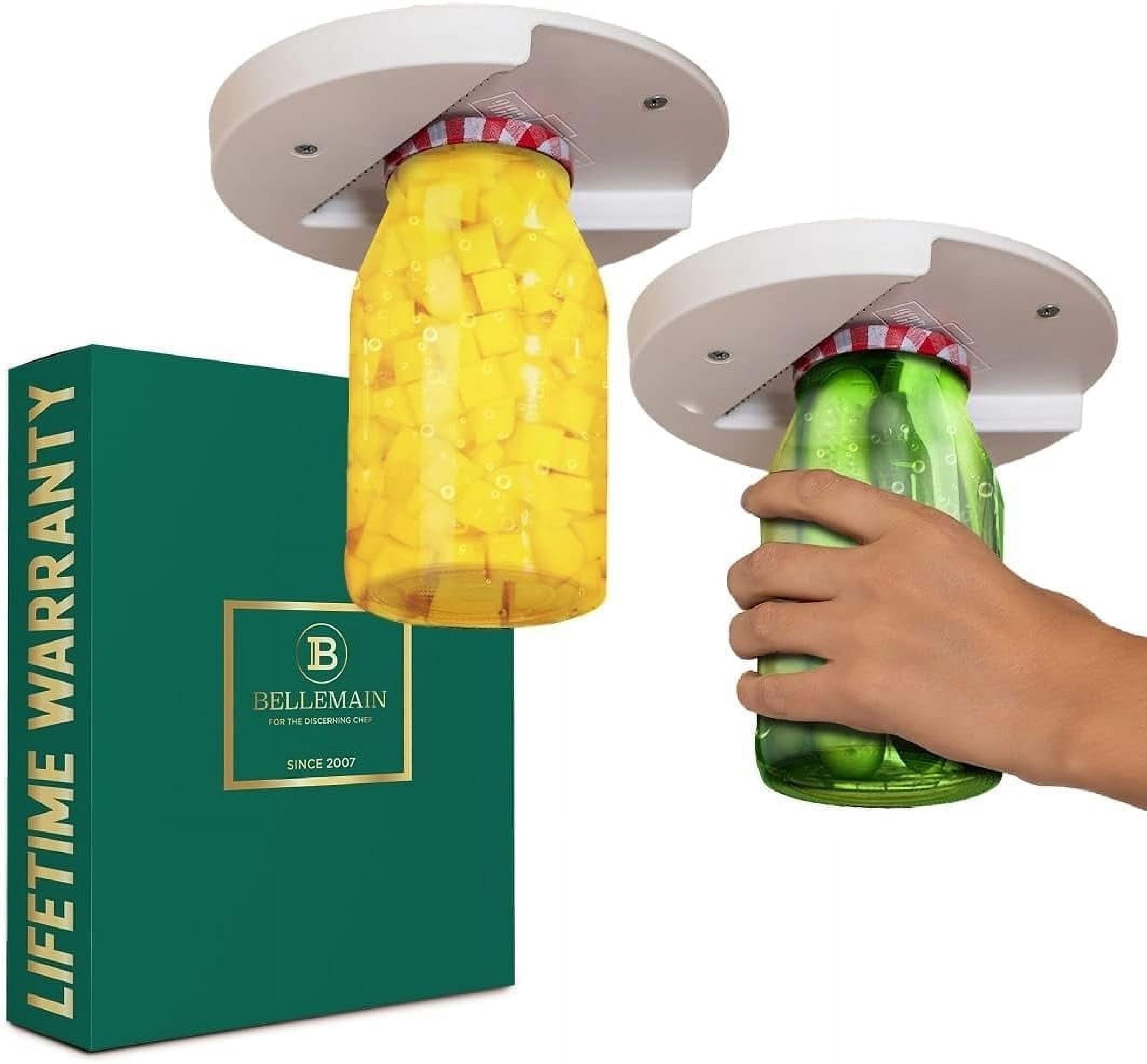 Bellemain Under Cabinet Jar Opener, Lid Grippers for Opening Jars, 2-Pack